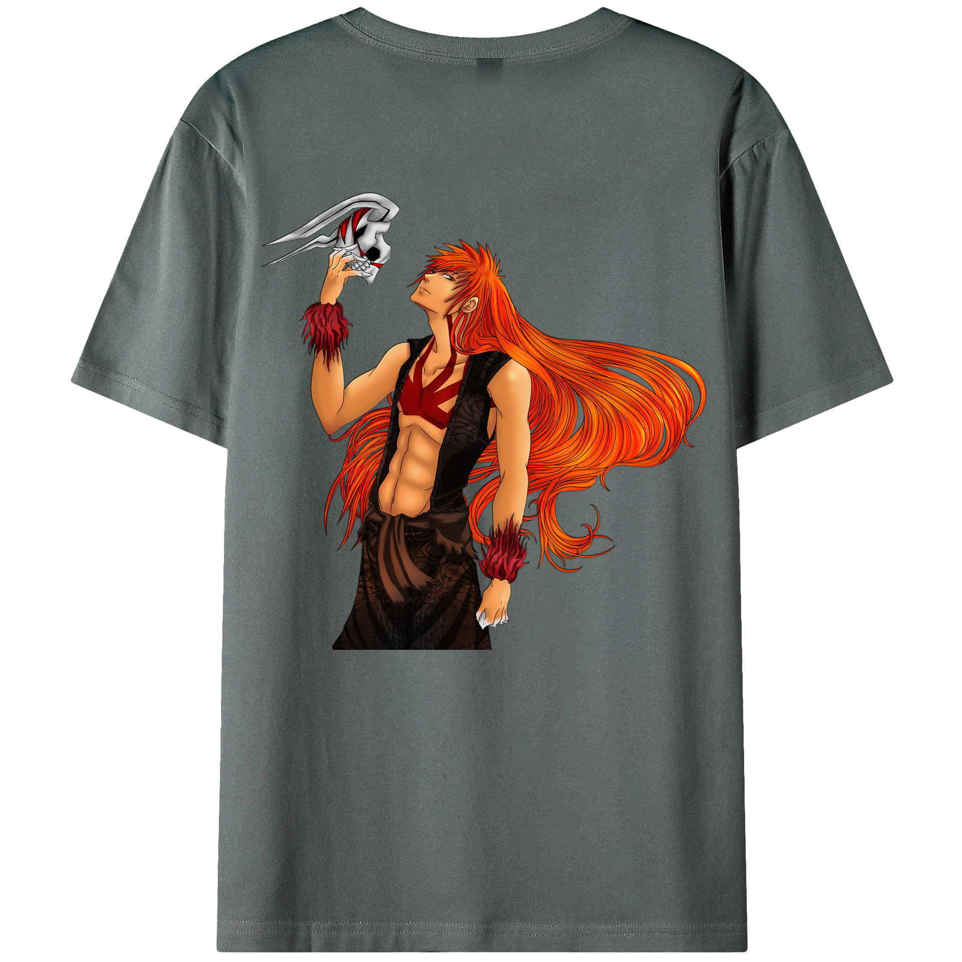 （画像用） ブリーチ 黒崎一護（くろさき いちご）BLEACH Kurosaki Ichigo 綿100％ メンズ半袖Tシャツ（バックプリント） 通気性